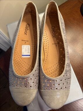 Gabor Taupe Perforated Ballet Flats